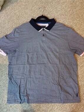 Ted Baker Navy Polo with Pink Sleeve Accents